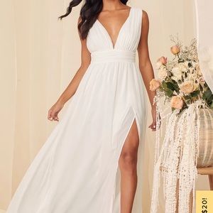 Lulu’s Heavenly Hues White Maxi Dress